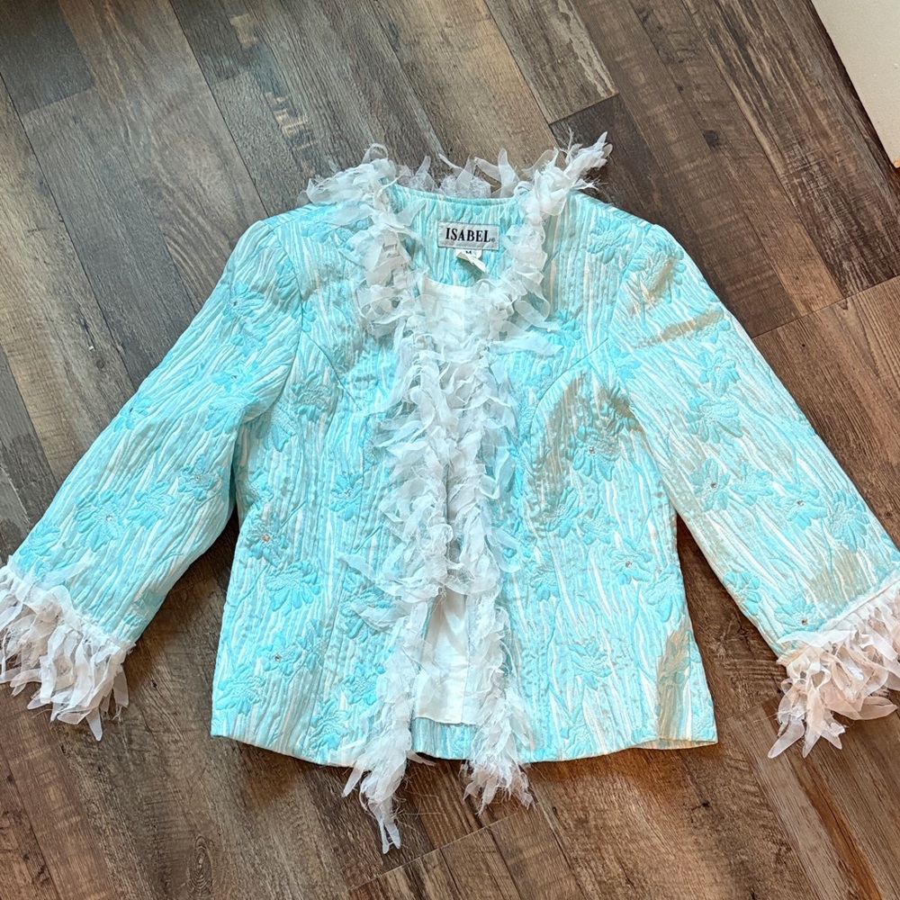 Isabelle Blue Jacket with White Accents M fits small